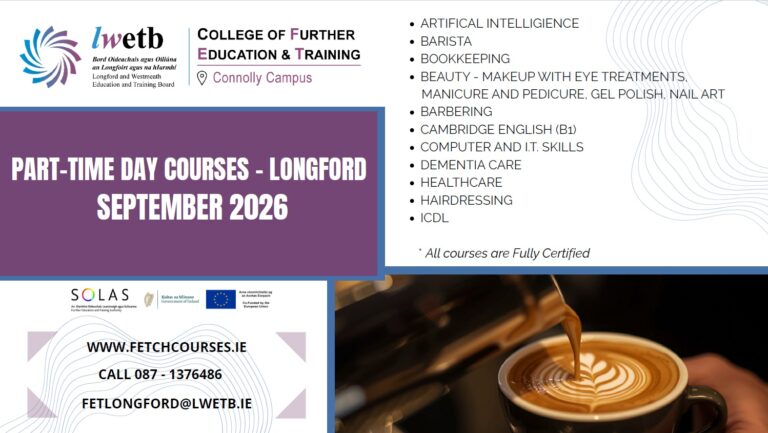 Part-Time Day Courses Longford &ndash; September 2026