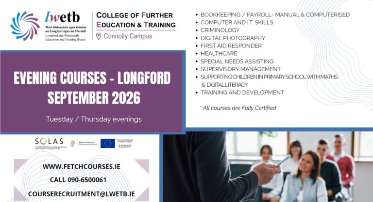 Evening Courses &ndash; Longford September 2026